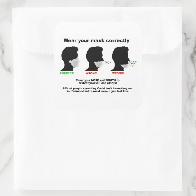 Keep your mouth and nose covered paper stickers (Bag)