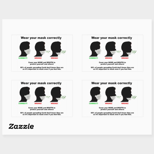 Keep your mouth and nose covered paper stickers (Sheet)