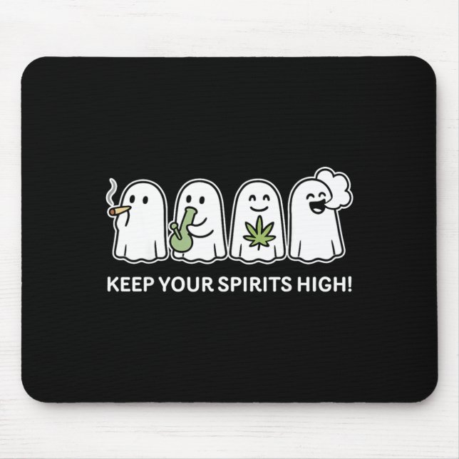 Keep Your Spirits High Ghost Smoking Halloween Mouse Pad (Front)