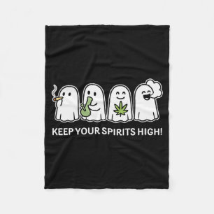 Keep Your Srits High Ghost Smoking Weed Halloween  Fleece Blanket