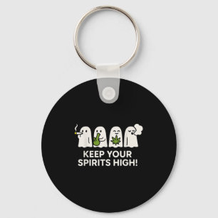 Keep Your Srits High Ghost Smoking Weed Halloween  Key Ring