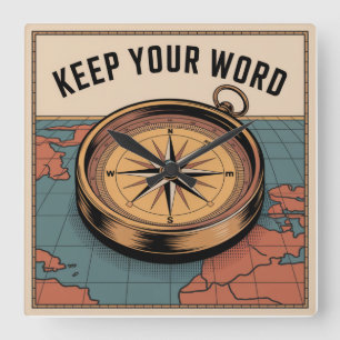 Keep Your Word Square Wall Clock