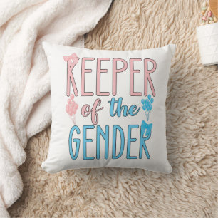 Keeper Of Gender Reveal Boy Girl Pink Blue Cushion