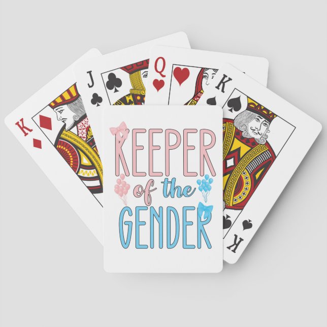 Keeper Of Gender Reveal Boy Girl Pink Blue Playing Cards (Back)
