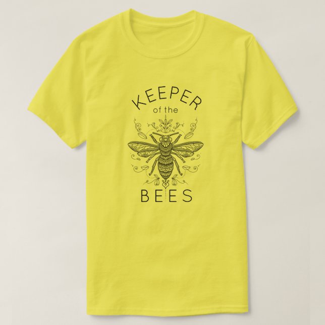 Keeper of the Bees Fancy Black Bee T-Shirt (Design Front)