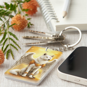 Keeper of the Dawn – The White Winged Wolf. Key Ring