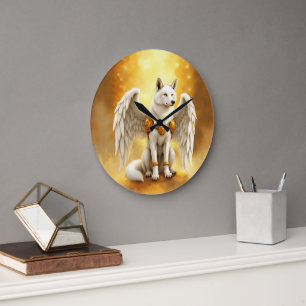 Keeper of the Dawn – The White Winged Wolf. Large Clock