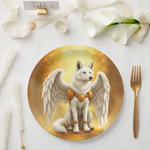 Keeper of the Dawn – The White Winged Wolf. Paper Plate
