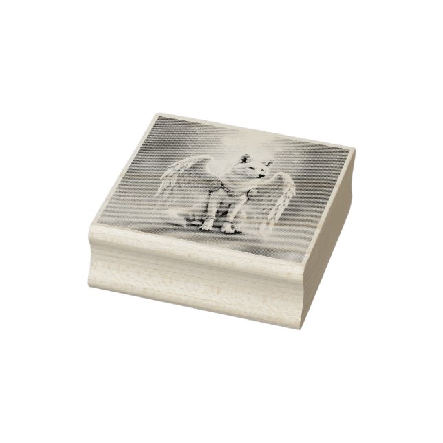 Keeper of the Dawn – The White Winged Wolf.  Rubber Stamp (Stamp)