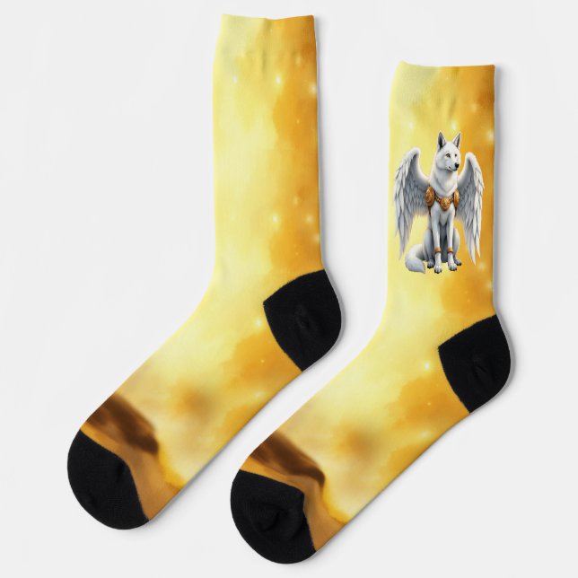 Keeper of the Dawn – The White Winged Wolf.  Socks (Left)