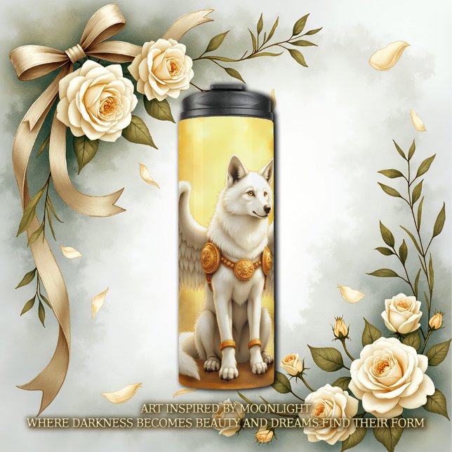 Keeper of the Dawn – The White Winged Wolf.  Thermal Tumbler (Creator Uploaded)