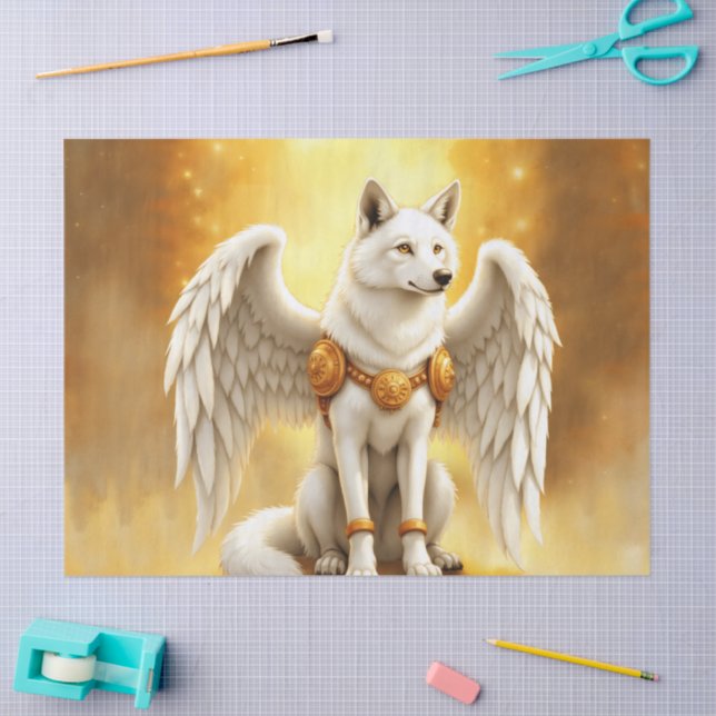 Keeper of the Dawn – The White Winged Wolf. Tissue Paper (Craft)