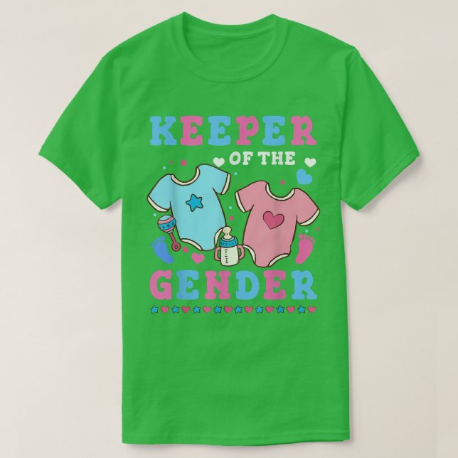 Keeper Of The Gender Baby Gender Reveal Women Men  T-Shirt (Design Front)