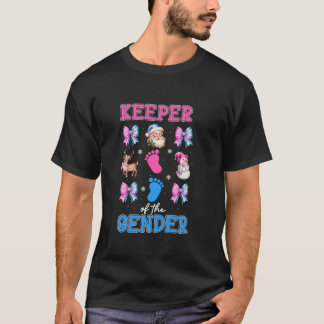 Keeper Of The Gender Christmas Coquette Pink Blue  T-Shirt