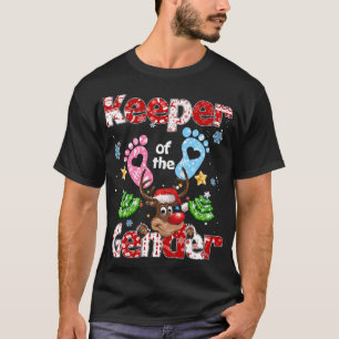 Keeper Of The Gender Christmas Tree Reindeer Holid T-Shirt