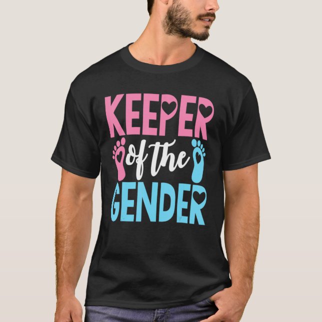 Keeper Of The Gender Cute Gender Reveal Party T-Shirt (Front)