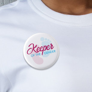 Keeper of the Gender Footprint Baby Shower 3 Cm Round Badge