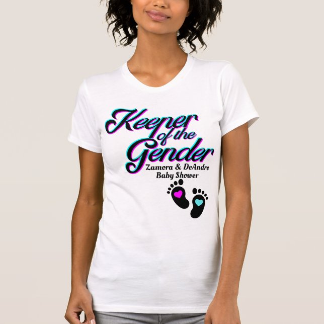 Keeper of the Gender| Pink and Blue Gender Reveal T-Shirt (Front)
