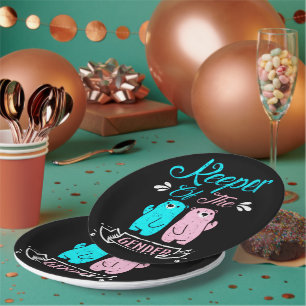 Keeper of the Gender Pink and Blue Teddy Bear Paper Plate