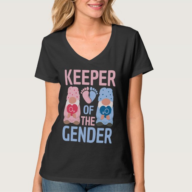 Keeper Of The Gender Reveal Announcement Baby Show T-Shirt (Front)