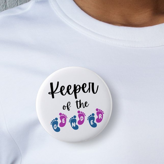 Keeper of the Gender Reveal Baby Feet Baby Shower 6 Cm Round Badge (keeper of the gender baby feet baby shower gender reveal white button pin)