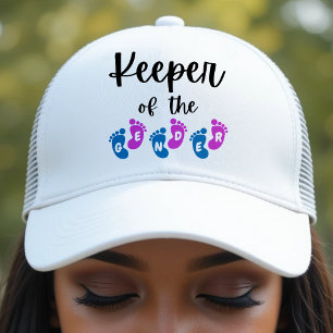Keeper of the Gender Reveal Baby Feet Baby Shower Trucker Hat