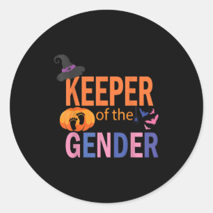 Keeper Of The Gender Reveal Baby Halloween Pregnan Classic Round Sticker