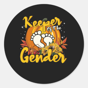 Keeper Of The Gender Reveal Baby Pumpkin Halloween Classic Round Sticker