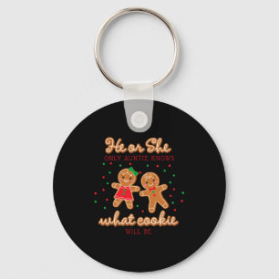 Keeper Of The Gender Reveal Gingerbread Auntie  Key Ring