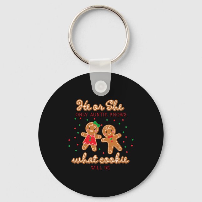 Keeper Of The Gender Reveal Gingerbread Auntie  Key Ring (Front)