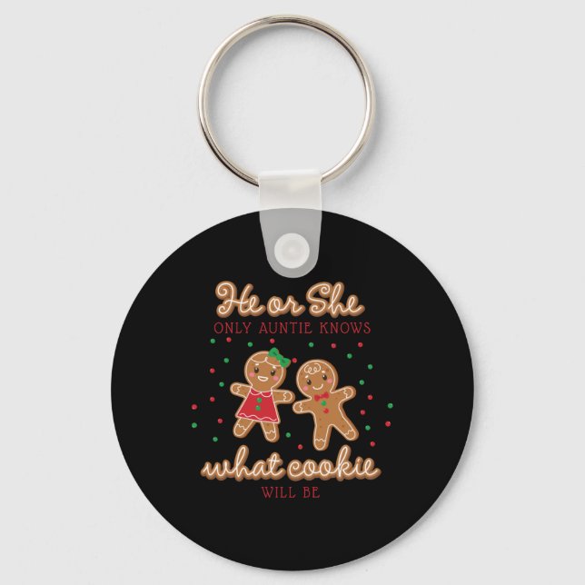 Keeper Of The Gender Reveal Gingerbread Auntie T S Key Ring (Front)