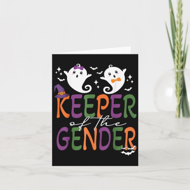 Keeper Of The Gender Reveal Halloween Pregnancy An Card (Front)