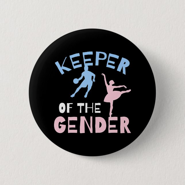Keeper Of The Gender Reveal Party Basketball 6 Cm Round Badge (Front)