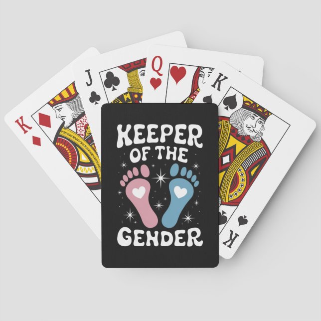 Keeper Of The Gender Reveal Party Boy Girl Family Playing Cards (Back)