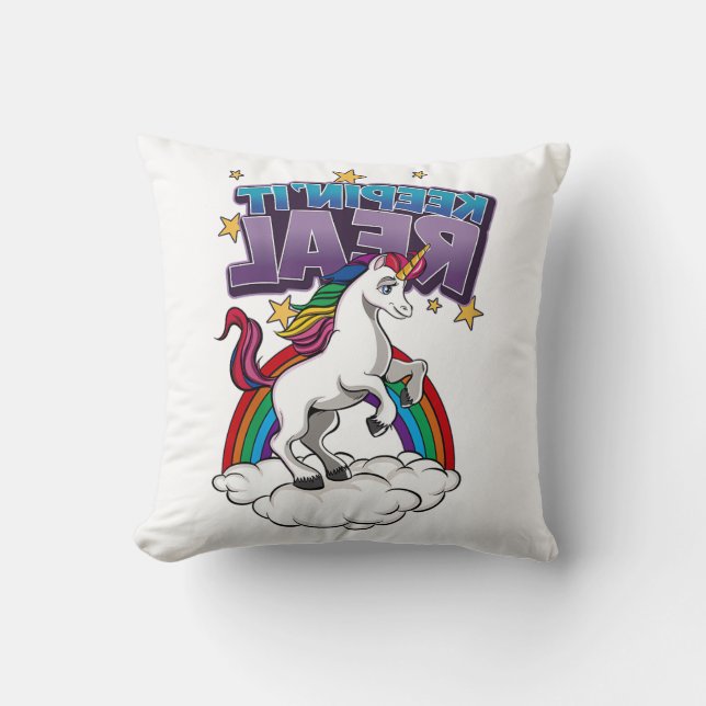 Keepin It Real Unicorn T-Shirt Cushion (Front)
