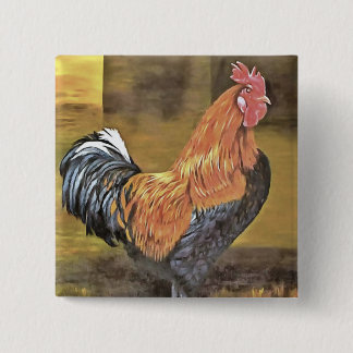 Keeping Chickens Farmyard Rooster 15 Cm Square Badge