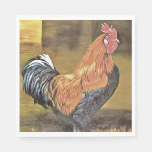 Keeping Chickens Farmyard Rooster Art  Napkin