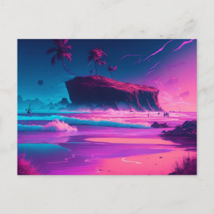 Keeping in Touch   Pink Ocean Waves Postcard