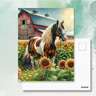 Keeping in Touch | Pretty Horse on Rustic Farm Postcard