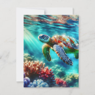 Keeping in Touch    Sea Turtle Swimming Postcard