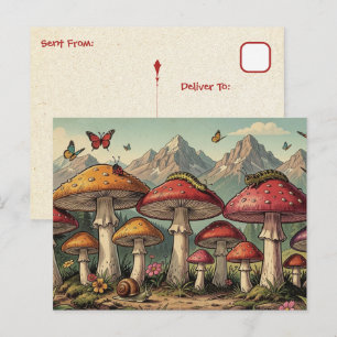 Keeping in Touch   Whimsical Mushrooms Postcard