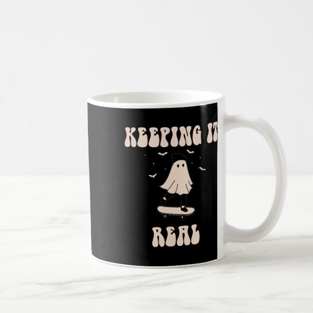 Keeping It Real Ghost Skateboard For Halloween Ska Coffee Mug (Right)