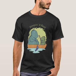 Keeping It Reel Dad Son Fishing Fisher Rex Dinos T-Shirt