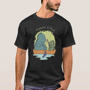 Keeping It Reel Dad Son Fishing Fisher Rex Dinosa T-Shirt