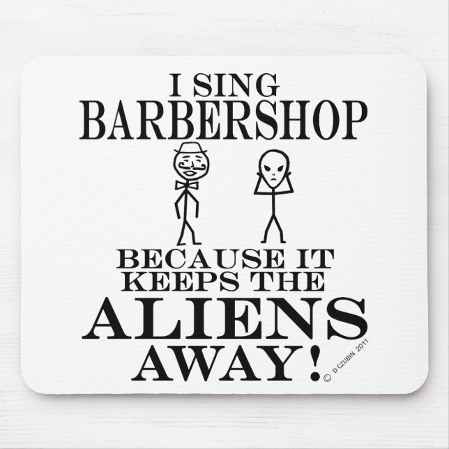 Keeps Aliens Away Barbershop Mouse Pad (Front)