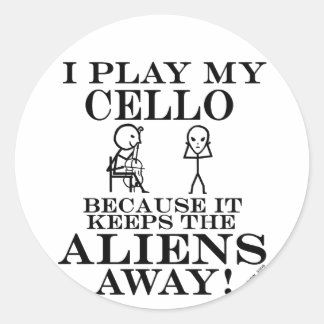 Keeps Aliens Away Cello Classic Round Sticker
