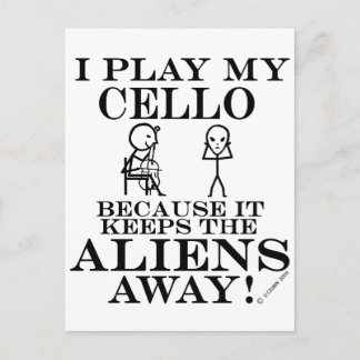 Keeps Aliens Away Cello Postcard