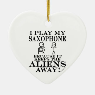 Keeps Aliens Away Saxophone Ceramic Tree Decoration