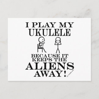 Keeps Aliens Away Ukulele Postcard