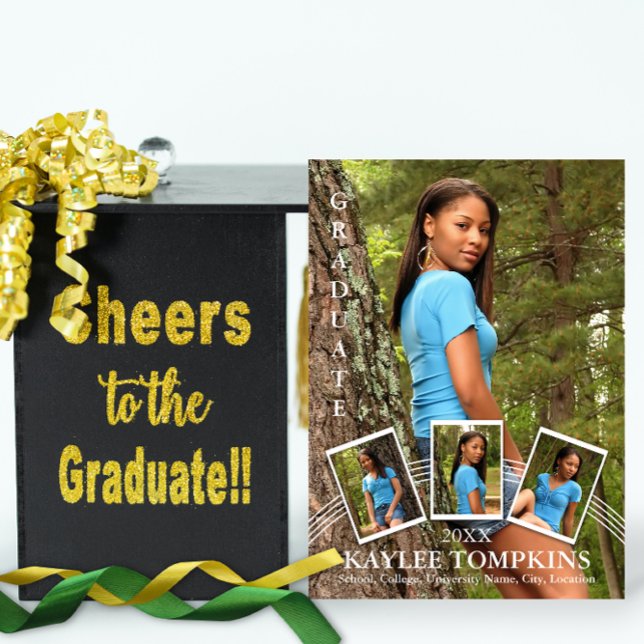 Keepsake 4 Photo Modern Graduation Invitation (Creator Uploaded)